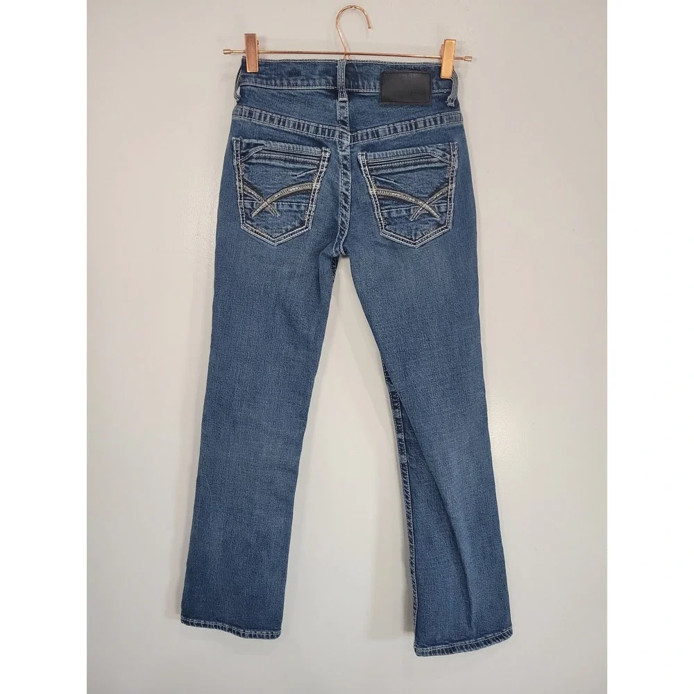 BKE Aiden Straight Leg Jeans Womens 26x30 Medium Wash‎ Embroidered Pockets Denim